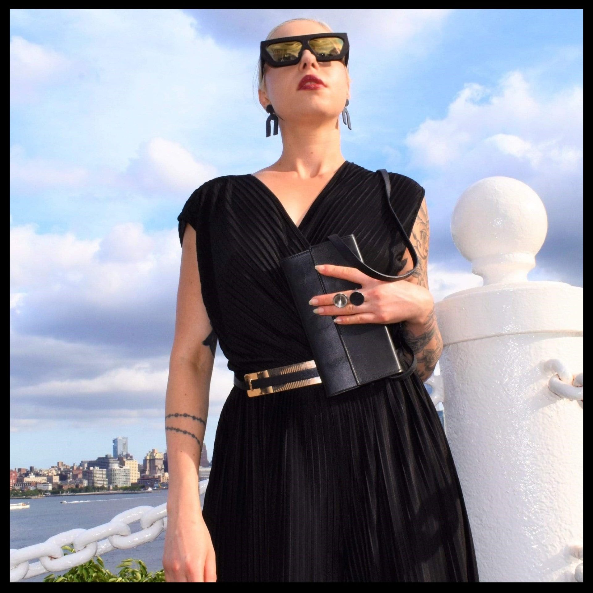 Nouvelle-Chicane-Obbligato-Sunglass-Frames-Black-with-Alisa-in-NYC